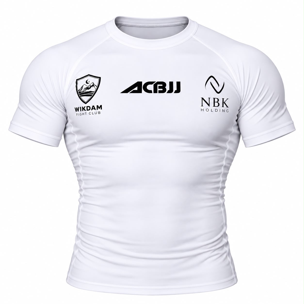 Kısa kollu Beyaz ACB JJ rashguard.